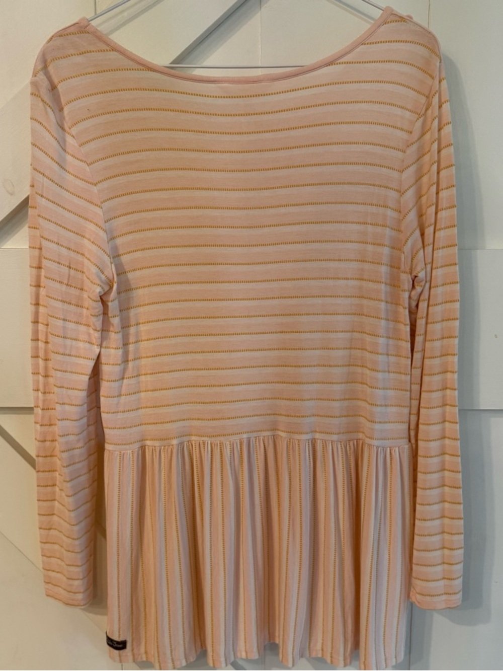Matilda‎ Jane Blush Pink Striped Peplum Tunic Top Long Sleeve Women’s Size M - Picture 7 of 12